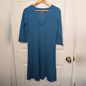 Horny Toad Womens Dress Blue 3/4 Sleeve A-Line Size Small